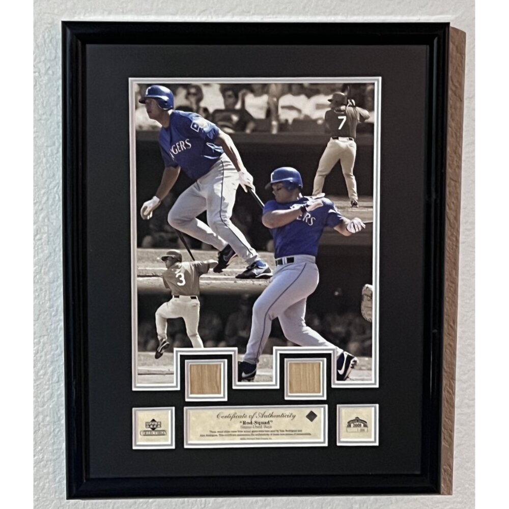 FIRST MLB Texas Rangers Alex & Ivan Rodriguez Rod Squad Game Used Bats 1/250 COA
